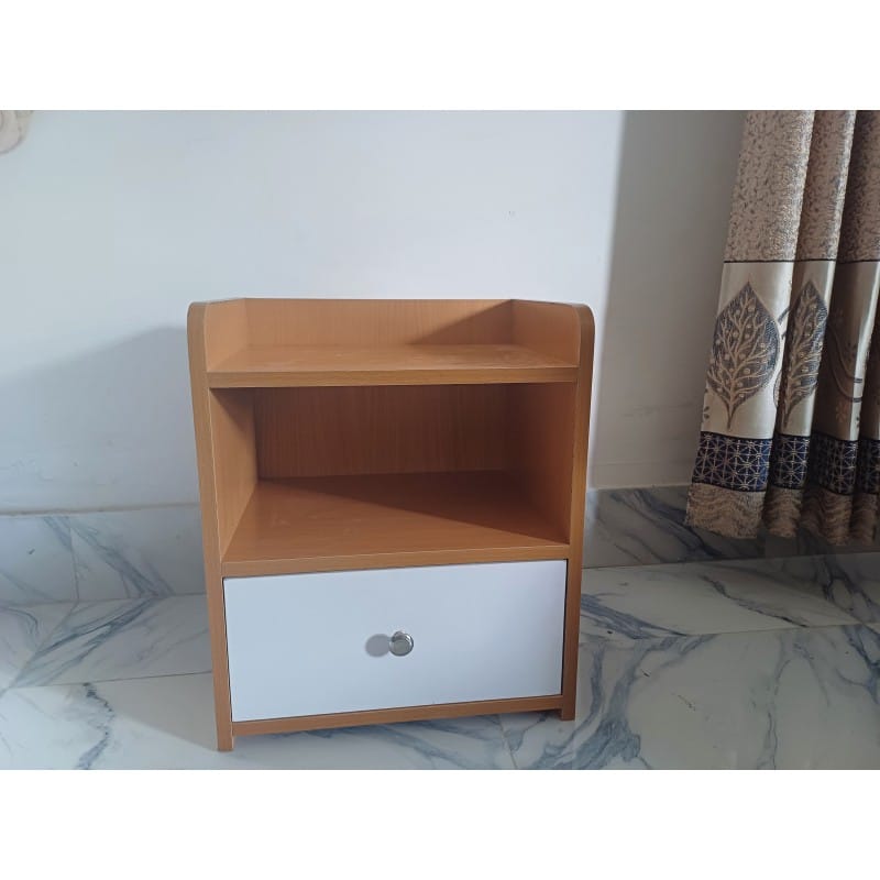 Picture of Beige Bedside Table with Drawer, Engineered Wooden Nightstand & Side Storage Cabinet for Bedroom H51 × W41 × D30 cm