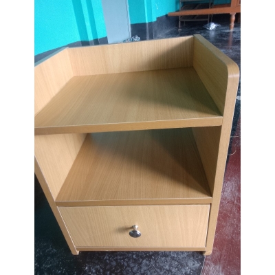 Picture of Beige Bedside Table with Drawer, Engineered Wooden Nightstand & Side Storage Cabinet for Bedroom H51 × W41 × D30 cm