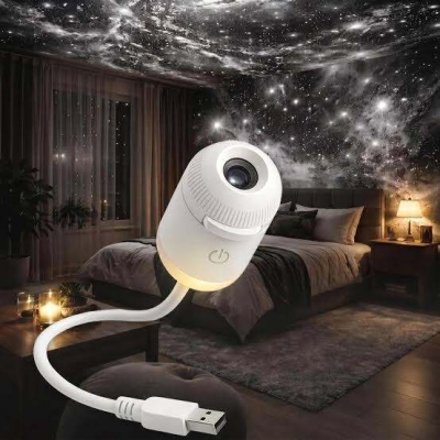 Picture of 2 In 1 Usb Mini Star Projector Night Light 12 Films Starry Sky Ambient Light For Car Home Decoration For Adults And Kids home decoration item - White