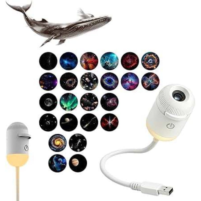 Picture of 2 In 1 Usb Mini Star Projector Night Light 12 Films Starry Sky Ambient Light For Car Home Decoration For Adults And Kids home decoration item - White
