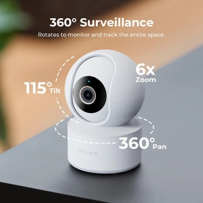 Picture of IMILAB C22 3K Pan & Tilt WiFi Camera | 360° Pan 115° Tilt | 6X Digital Zoom | AI Person Detection | Auto Tracking | Baby Monitoring | Two-Way Audio | 256GB - White