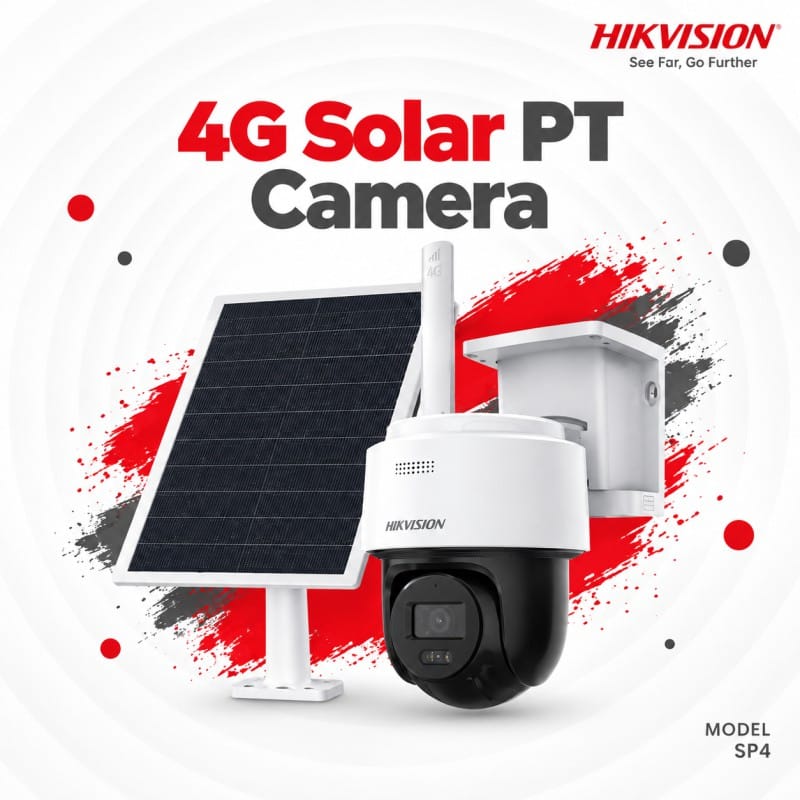 Picture of HIKVISION Solar 4G PT Camera |DS-2CFSP4/4G 4MP 24/7 9000mAh Battery | 8W Solar Panel | AOV 24/7 Recording | AI Human & Vehicle Detection | Smart Tracking | Color Night Vision | IP66