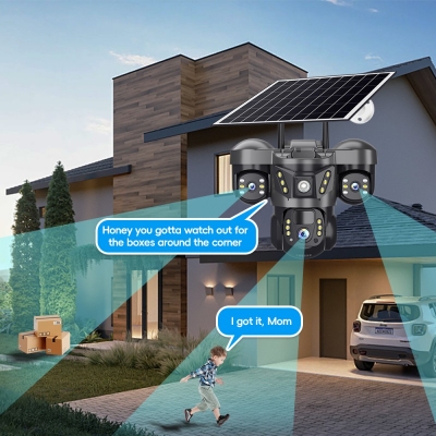 Picture of V380 Pro Three Lens Solar Powered 4G LTE Battery Backup Security IP Camera - Black