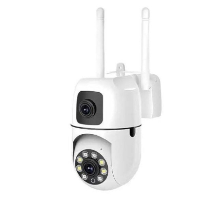 Picture of V380 Pro 2+2MP Dual Lens Mini Wireless PTZ Live Monitoring CCTV Camera Color Night Mode Motion Detection Two-Way Audio Security Camera for Home, Office (Dual Lens MINI Dome) - White