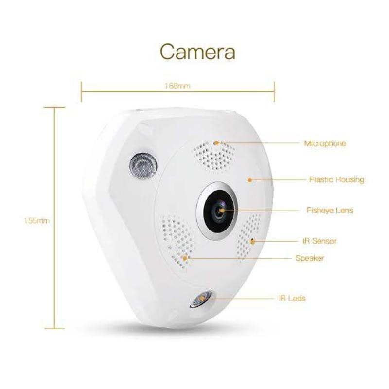 Picture of Q8 VR Cam 3MP Outdoor WiFi IP Camera | 360° Panoramic | Two-Way Audio | Color Night Vision | Motion Detection | Waterproof CCTV - White