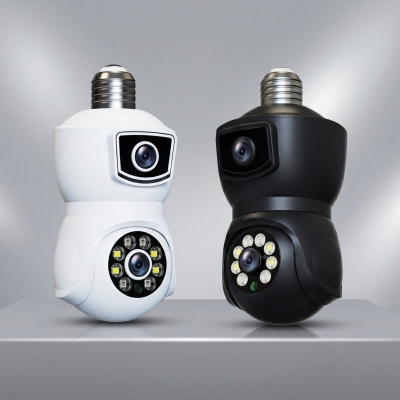 Picture of V380 E9 Dual Lens Bulb PTZ WiFi IP Camera | Dual Screen | 360° Pan Tilt | AI Human Detection | Two-Way Audio | Color Night Vision | E27 Bulb Security Camera - White