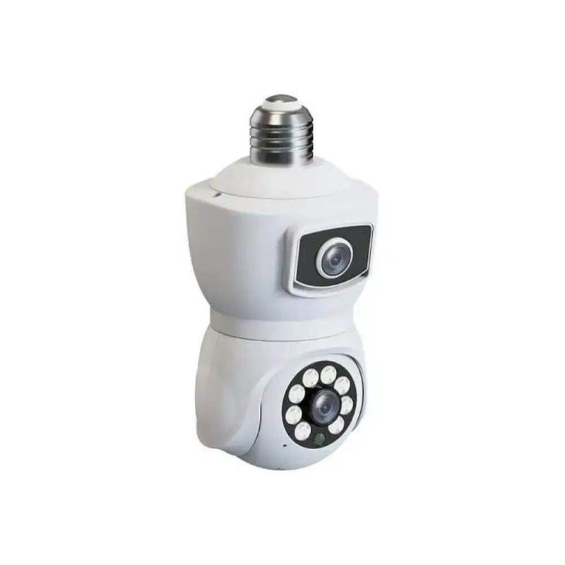 Picture of V380 E9 Dual Lens Bulb PTZ WiFi IP Camera | Dual Screen | 360° Pan Tilt | AI Human Detection | Two-Way Audio | Color Night Vision | E27 Bulb Security Camera - White