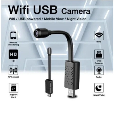 Picture of USB Mini WiFi IP Camera 1080P Full HD | V380 App | Motion Detection | 160° Wide Angle | Remote View | Hidden Security Camera - Black