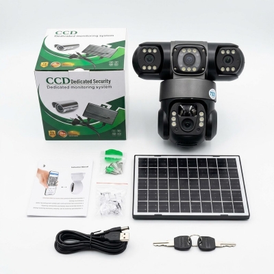 Picture of 4G 3 Lens Solar 72H battery backup outdoor Ip Camera - Black