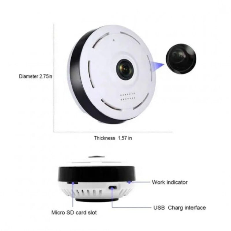 Picture of 3MP Panoramic WiFi IP Camera 360° Fisheye CCTV | Two-Way Audio | Night Vision | Motion Alarm | V380 App | White - White