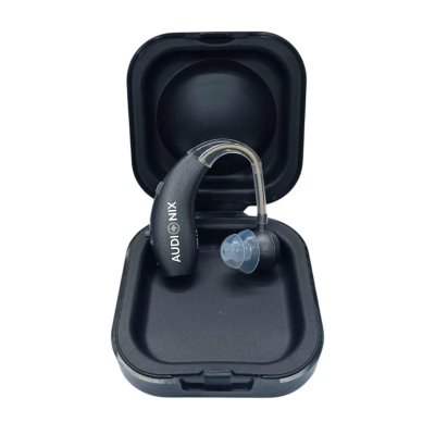 Picture of Audionix ANX-700 BTE Rechargeable Hearing Aid | Digital Hearing Device with Noise Reduction & Type-C Charging - Matte Black