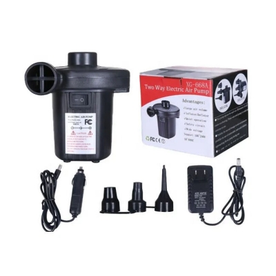 Picture of Electric Air Pump | High Power Household & Car Air Inflator | Portable Quick Inflate Air Pump | 3 Nozzle Electric Air Pump for Air Bed, Pool & Inflatable Toys - Black