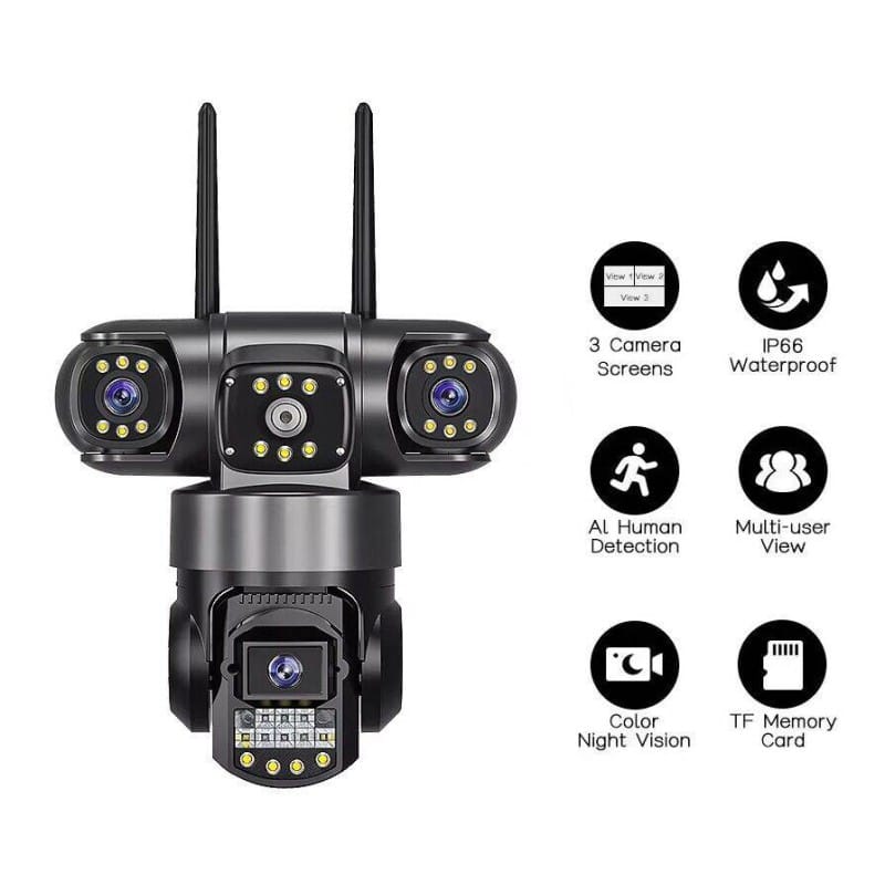 Picture of V380 SC28 3 Lens Outdoor PTZ IP Camera | WiFi & 4G SIM Supported | 9MP Triple Lens | AI Human Tracking | Two-Way Audio | Color Night Vision | 128GB Support