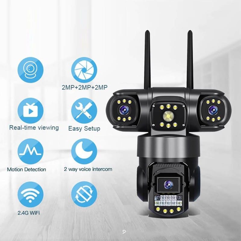 Picture of V380 SC28 3 Lens Outdoor PTZ IP Camera | WiFi & 4G SIM Supported | 9MP Triple Lens | AI Human Tracking | Two-Way Audio | Color Night Vision | 128GB Support