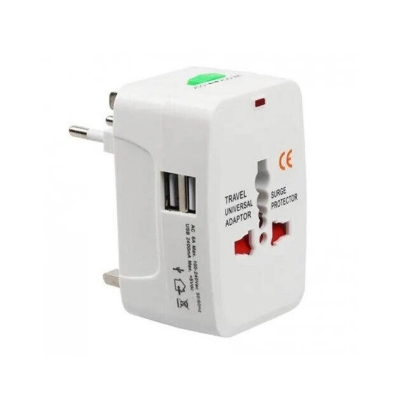 Picture of Universal Travel Adapter All in One | International Multi Plug | 150+ Countries | Surge Protection | Safety Shutter - White