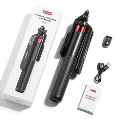 Picture of ULANZI MA09 Extendable Tripod & Selfie Stick | 180cm Height | Foldable Portable Tripod | Smartphone & Camera Stand | Bluetooth Remote Compatible | Vlogging & Live Streaming Tripod - Black