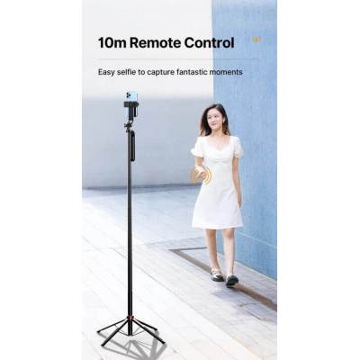 Picture of ULANZI MA09 Extendable Tripod & Selfie Stick | 180cm Height | Foldable Portable Tripod | Smartphone & Camera Stand | Bluetooth Remote Compatible | Vlogging & Live Streaming Tripod - Black