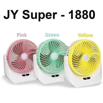 Picture of JY Super JY-1880 lithium rechargeable mini table fan with LED light - Multicolor