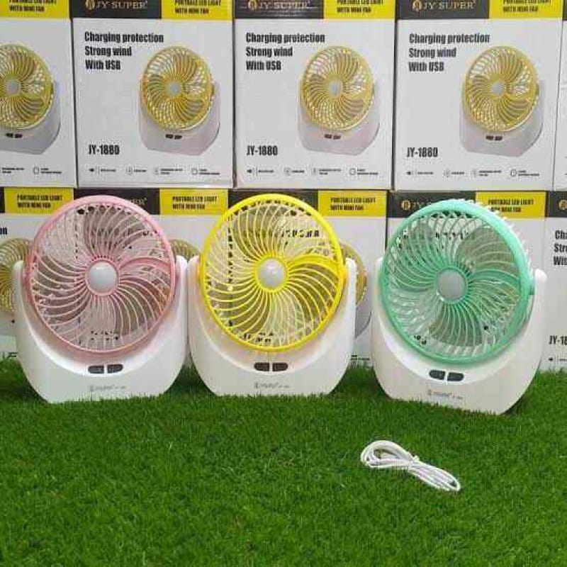 Picture of JY Super JY-1880 lithium rechargeable mini table fan with LED light - Multicolor
