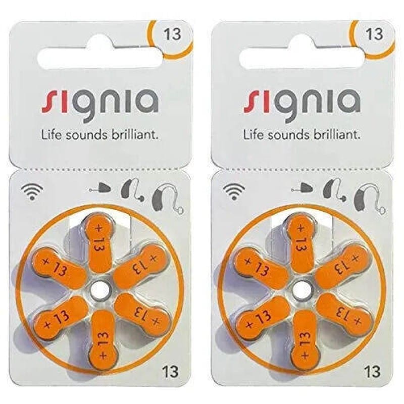 Picture of Signia Hearing Aid Battery Size 13 | 1.45V Zinc Air | Long Lasting | Mercury Free | 6 Batteries Pack | Orange Tab - Orange