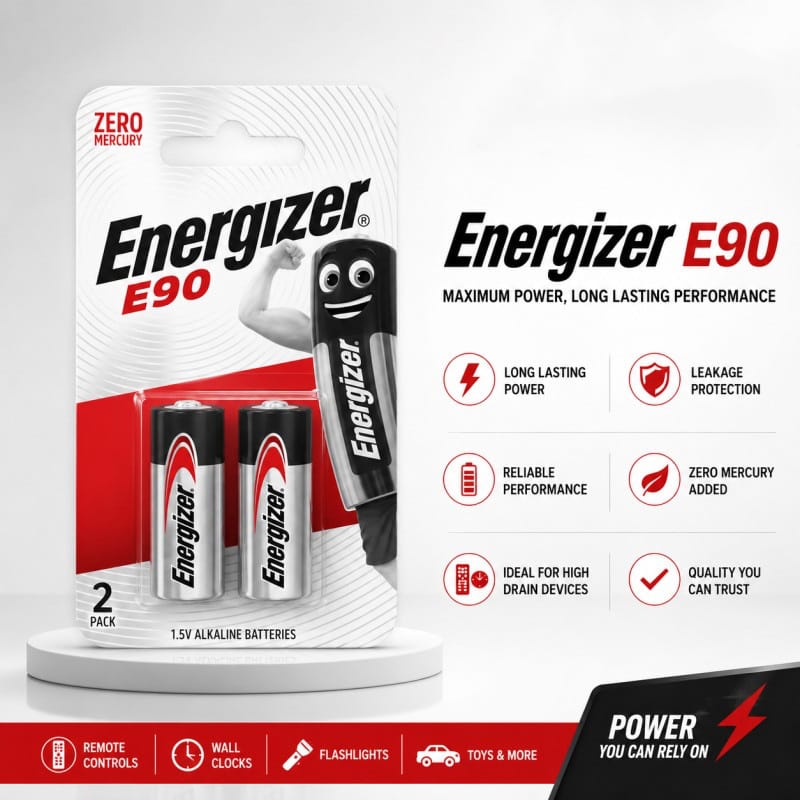 Picture of E90 N Alkaline Battery 2 Pack | 1.5V LR1 MN9100 GP910A Replacement | Long Lasting High Performance Battery | Camera Torch Toy Battery - Multicolor