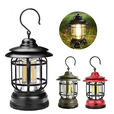 Picture of Retro Portable Camping Lantern | USB Rechargeable Vintage LED Camping Light | Stepless Dimmable | Waterproof Outdoor Tent Lamp | Emergency Light - Multicolor