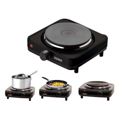 Picture of Osaka 1000W Portable Electric Hot Plate Stove | Adjustable Temperature Control | Cast Iron Heating Plate | Tea Coffee Noodles Cooking | 220V - Black