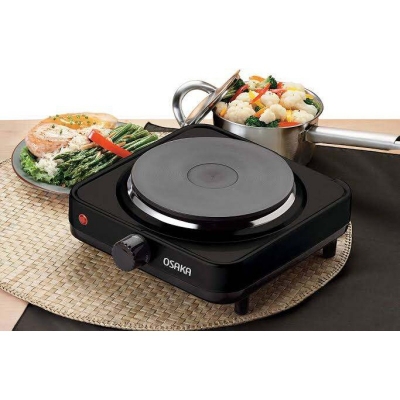 Picture of Osaka 1000W Portable Electric Hot Plate Stove | Adjustable Temperature Control | Cast Iron Heating Plate | Tea Coffee Noodles Cooking | 220V - Black