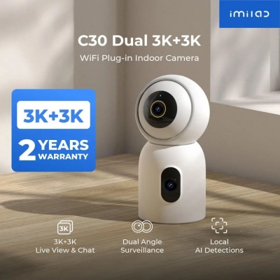 Picture of IMILAB C30 Dual 3K+3K 5MP 360° Indoor Wi-Fi IP Camera | Dual Lens | AI Human Detection | Color Night Vision | Two-Way Talk | Smart Home Security - White