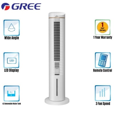 Picture of GREE Portable Tower Air Cooler (Tower fan & Air Cooler & Dehumidifier 3 in 1) KSWK06S61DG with Free Delivery-White