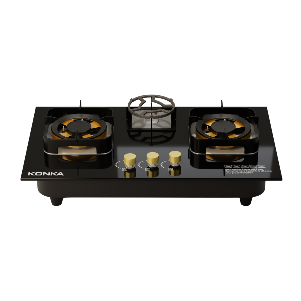 Picture of KONKA THREE BURNER GAS COOKER GA-KG04 (KGA-BGS21)-LPG-Black