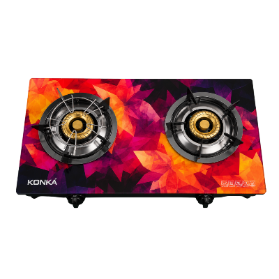Picture of KONKA Double Burner Gas Stove KGS-24KBBB - Tempered Glass Top Auto Ignition Energy Saving Cooker