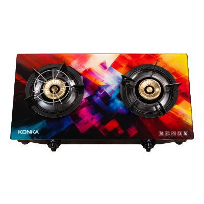 Picture of KONKA Double Burner Gas Stove KGS-24KBBL - Toughened Tempered Glass Top Energy Saving Auto Ignition Gas Cooker