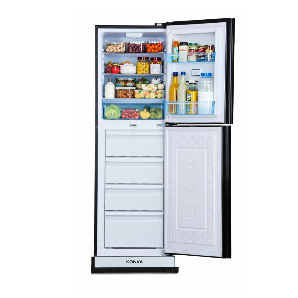 Picture of KONKA 325L 2-Door Bottom Mount Intelligent Digital Refrigerator Freezer Chiller with 3D VCM Door Finish - KRB-325EVB