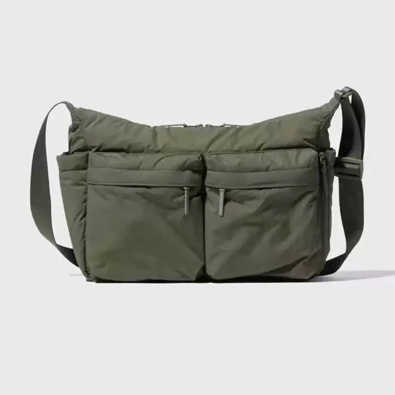 Picture of  Casual Utility: Olive Waterproof Nylon Shoulder Bag for Travel & Everyday 
