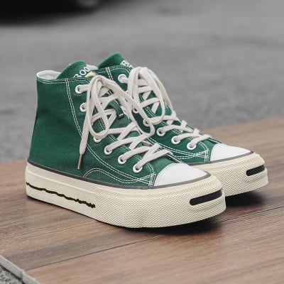 Picture of Classic Green High-Top Canvas Platform Sneakers