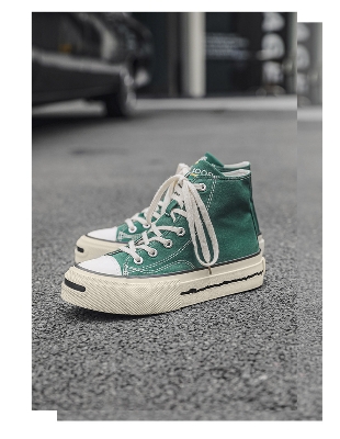Picture of Classic Green High-Top Canvas Platform Sneakers