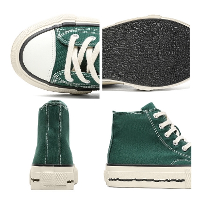 Picture of Classic Green High-Top Canvas Platform Sneakers