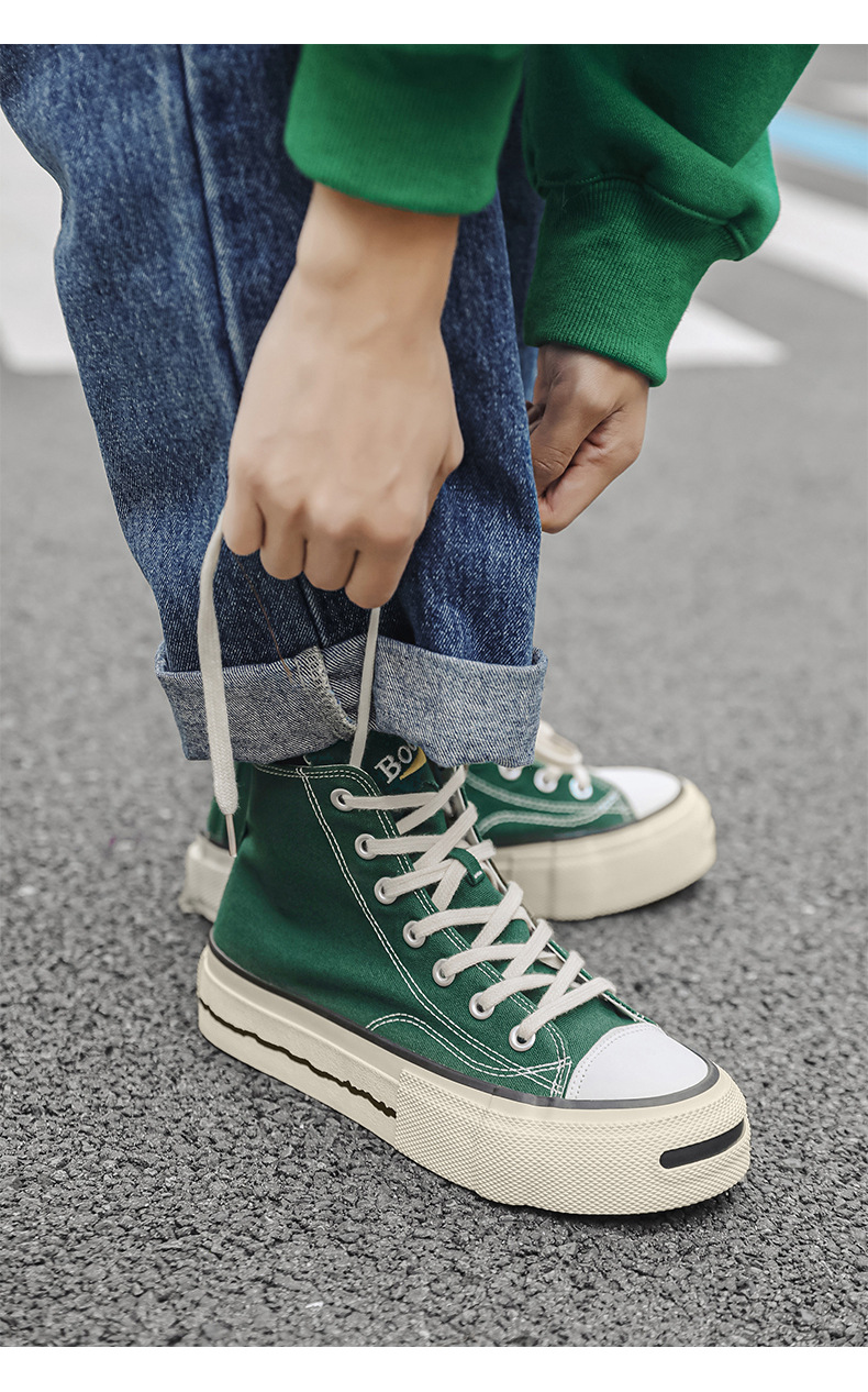 Picture of Classic Green High-Top Canvas Platform Sneakers