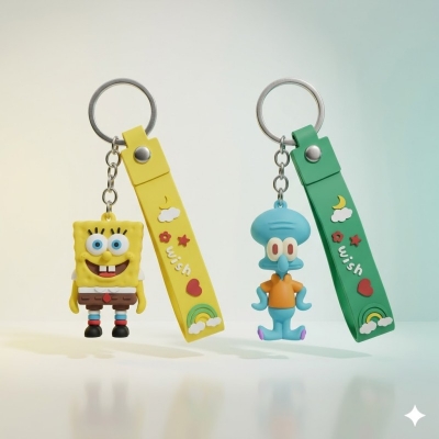 Picture of Demon Slayer Anime Keychain – 3D Soft PVC Figure Keyring with Wristlet Strap - All 6 Designs