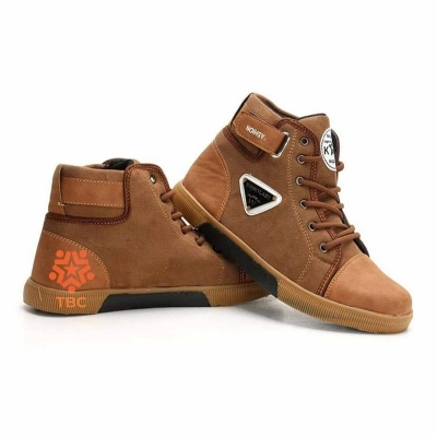 Picture of Stylish rubber sole lace-up shoes for Men -Chocolate-Chocolate