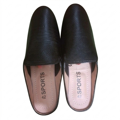 Picture of Punjabi half loafers slip on leather glossy shoes and rubber sool - Loafer-Black