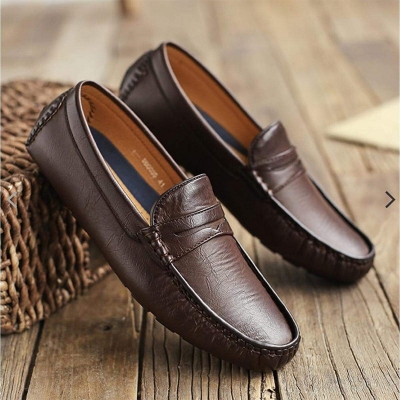 Picture of New Brown Color Artificial Leather Loafer Shoes for Men Eid Collection