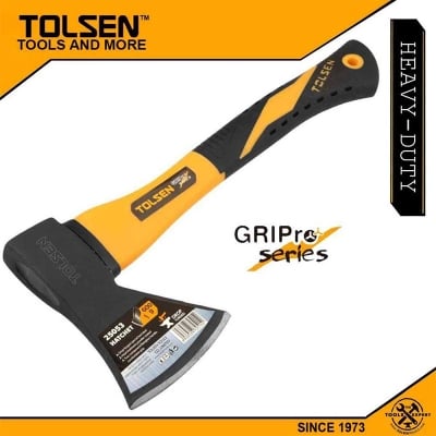 Picture of Tolsen Carbon Steel 600g Hatchet Fiberglass Body Rubberized Handle, Model: 25053-Multicolor