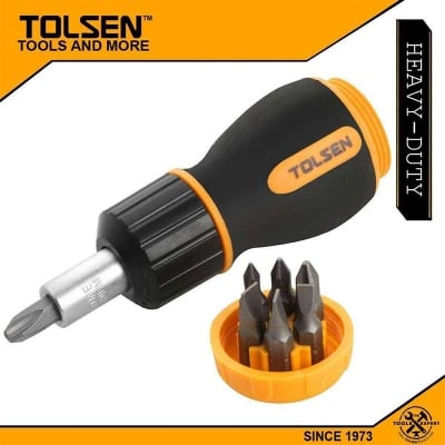Picture of TOLSEN 7 in 1 Ratchet Screwdriver (Philip & Flat) 20033-Black