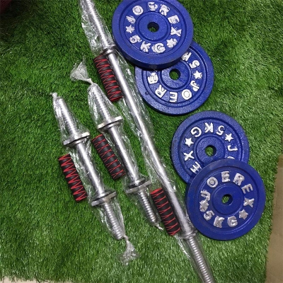 Picture of Combo Dumbbell Plate With 3 Feet Barbell Bar and Two 15 inch Sticks - 20KG (5kg*4Pcs)-Blue