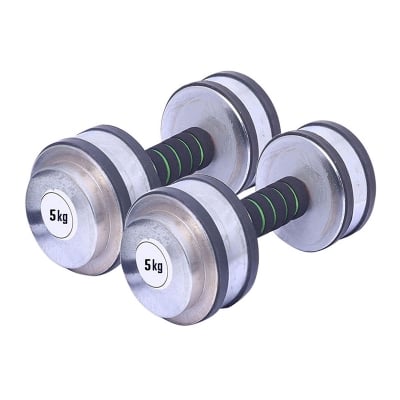 Picture of Two Pieces Rubber Dumbbell Set - 10kg - Silver