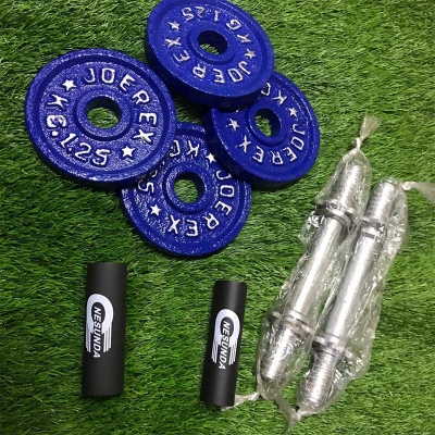 Picture of Combo Dumbbell Plate Set With Two 10-Inch Sticks - Blue And Silver - Total Weight 5 Kg - Perfect For Strength Training-Blue