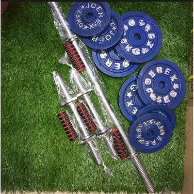 Picture of Combo Dumbbell Plate With 3 Feet Barbell Bar and Two 10 inch Sticks And 8 Pcs 1.25 kg-10KG-Blue