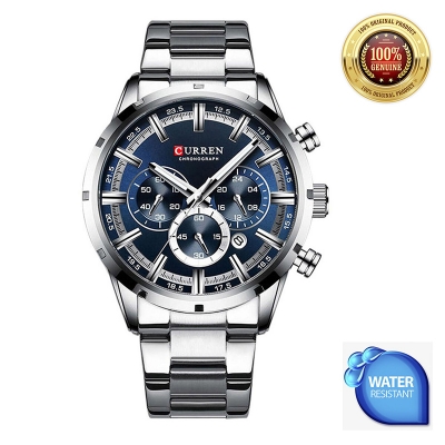 Picture of CURREN 8355 Stainless Steel Chronograph Watch for Men - Royal Blue and Silver - Watch For Men-Silver